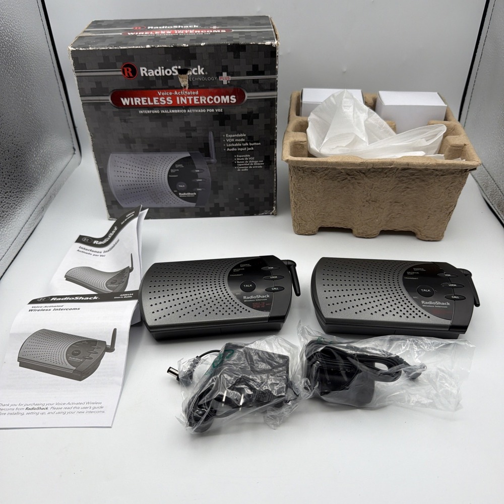 Radio Shack Voice Activated Wireless Intercom System 43-124 Expandable System